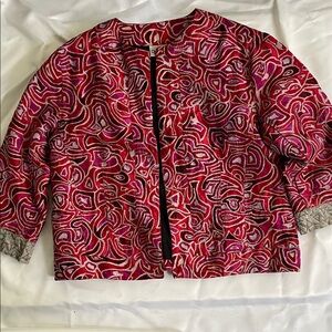 Chico's Red and Pink Patterned Jacket